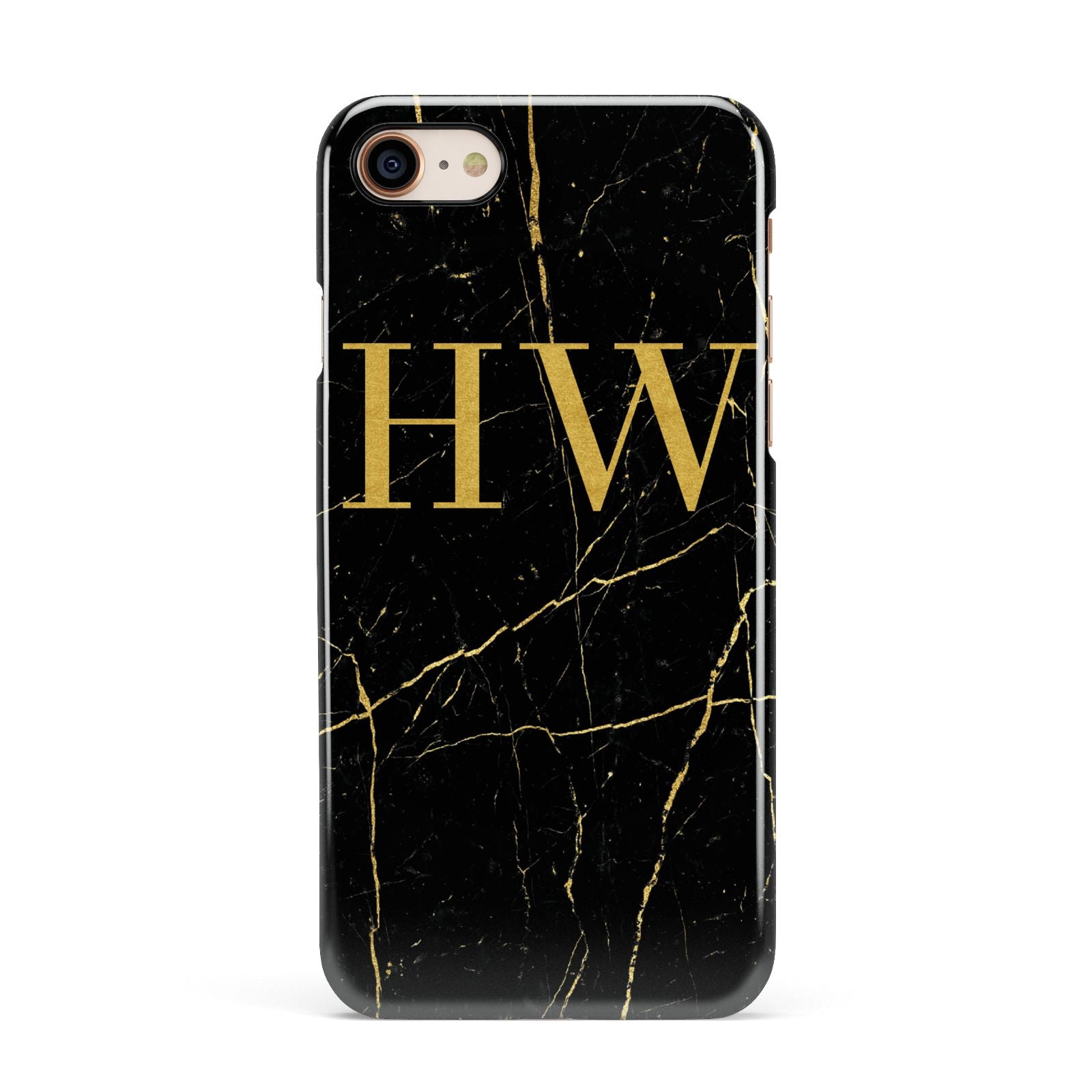 Gold Marble Monogram Personalised Apple iPhone 7 8 3D Snap Case