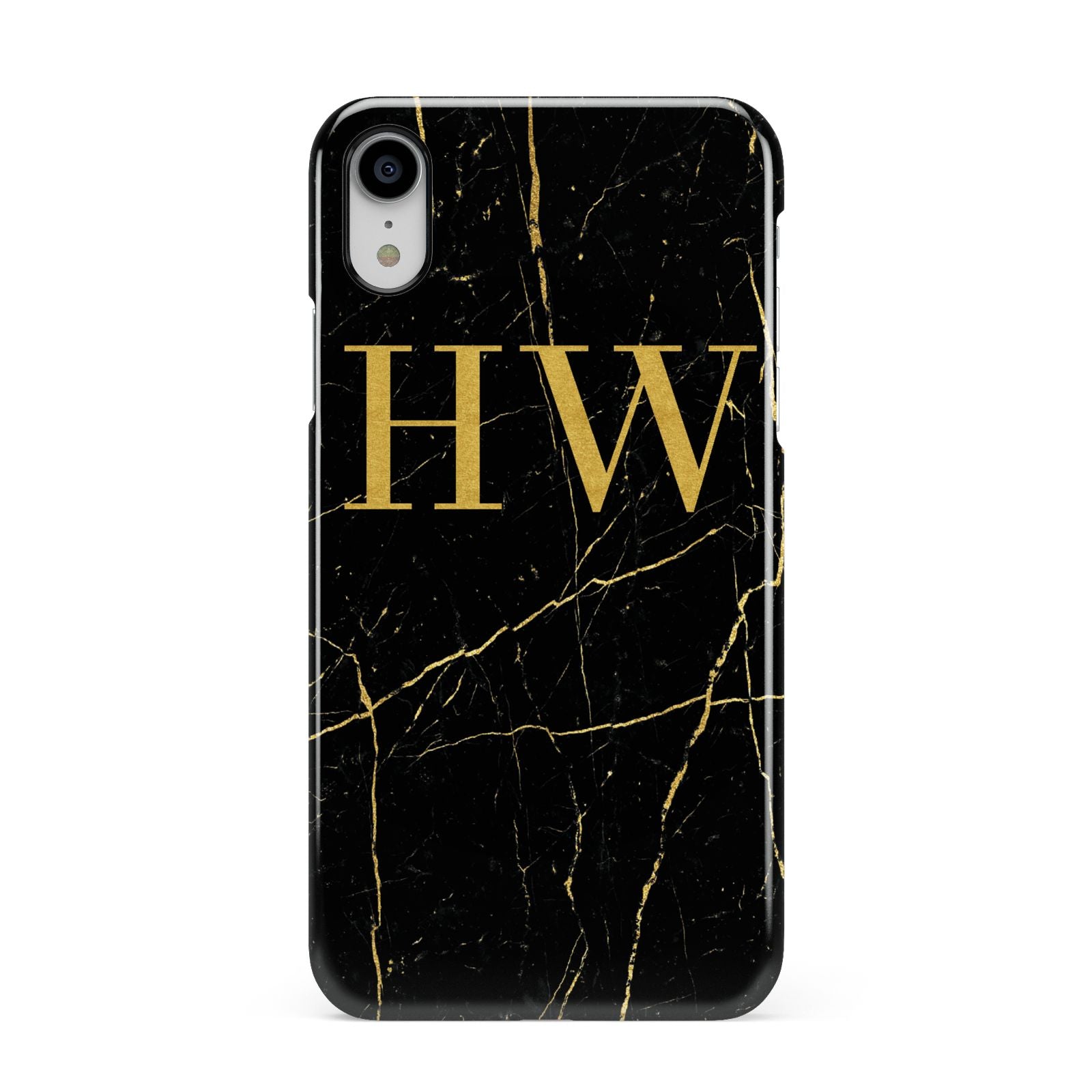 Gold Marble Monogram Personalised Apple iPhone XR White 3D Snap Case