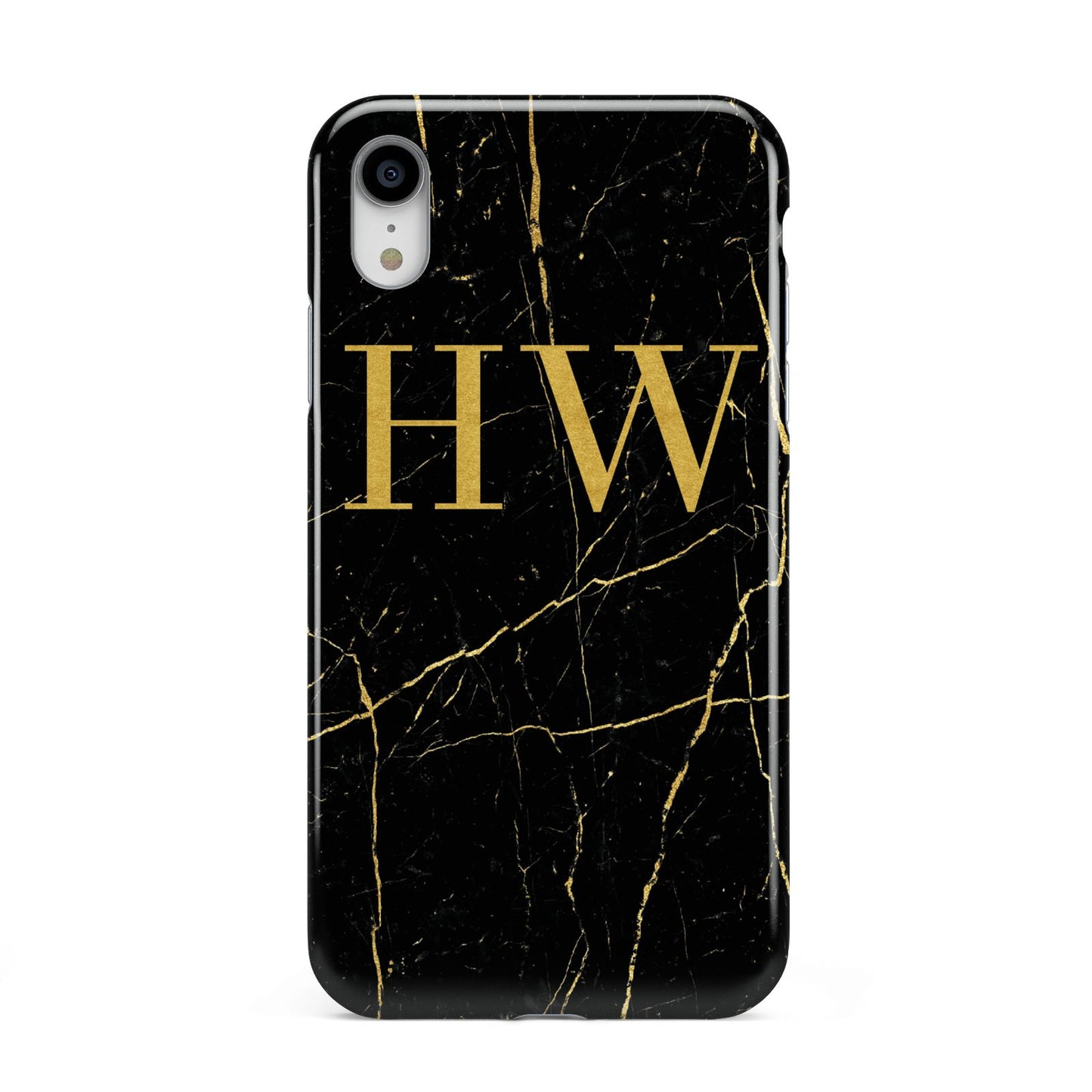 Gold Marble Monogram Personalised Apple iPhone XR White 3D Tough Case