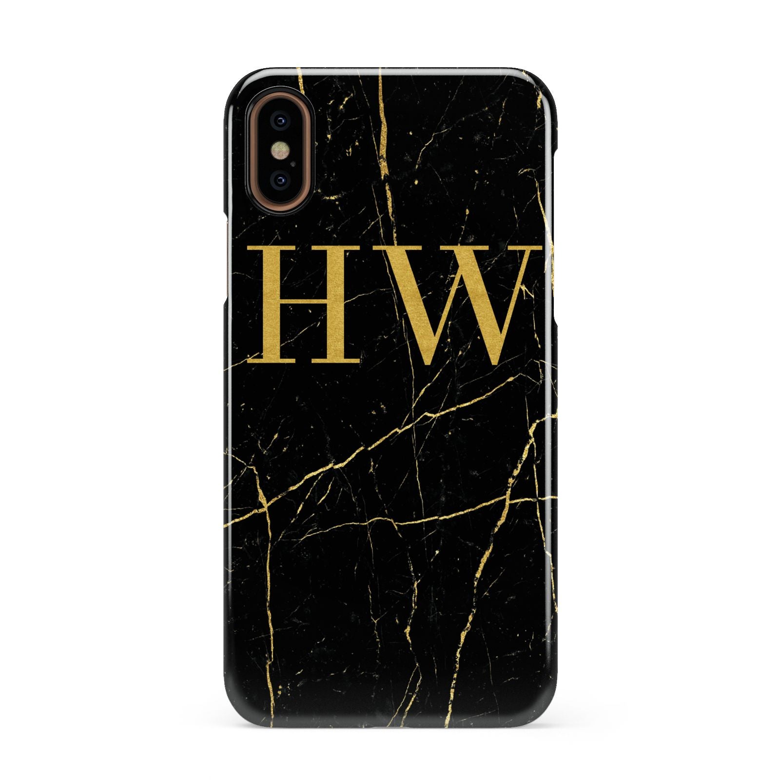 Gold Marble Monogram Personalised Apple iPhone XS 3D Snap Case