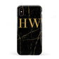 Gold Marble Monogram Personalised Apple iPhone XS 3D Tough