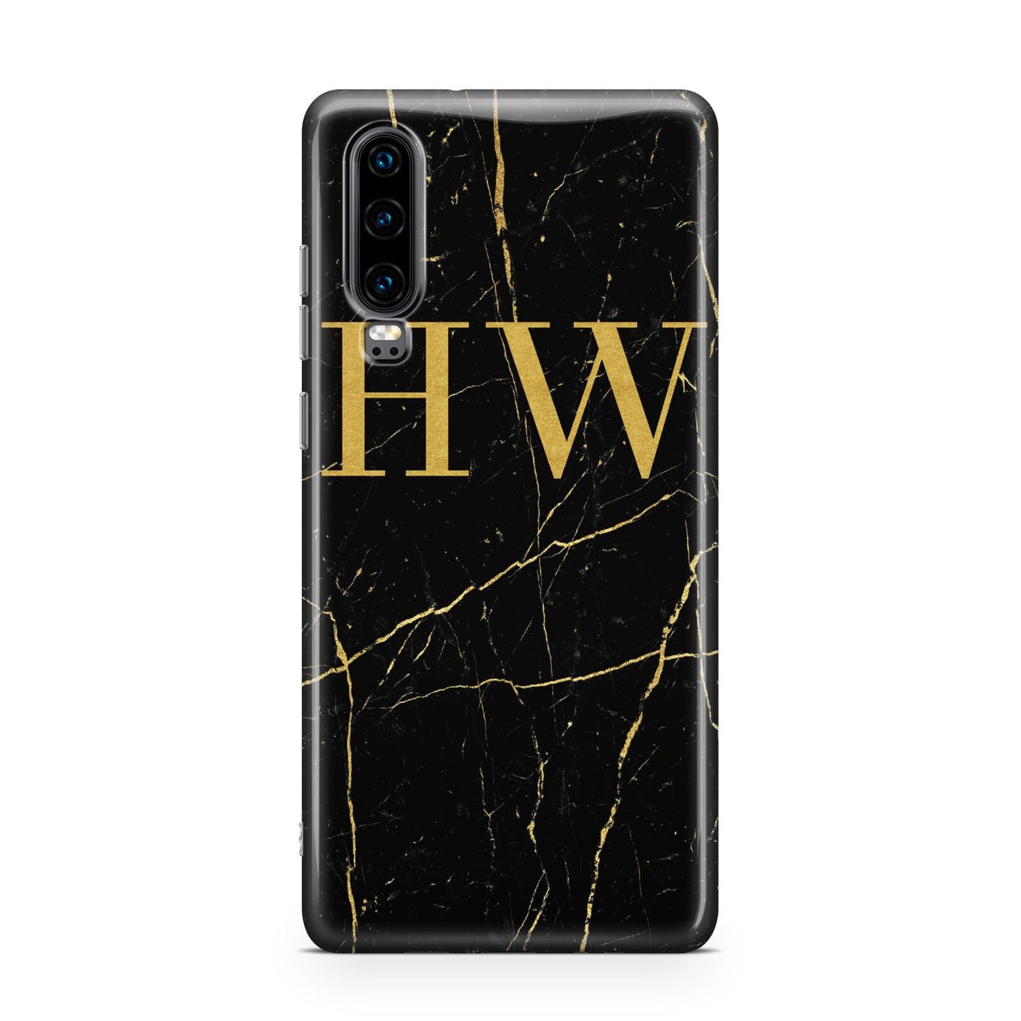 Gold Marble Monogram Personalised Huawei P30 Phone Case