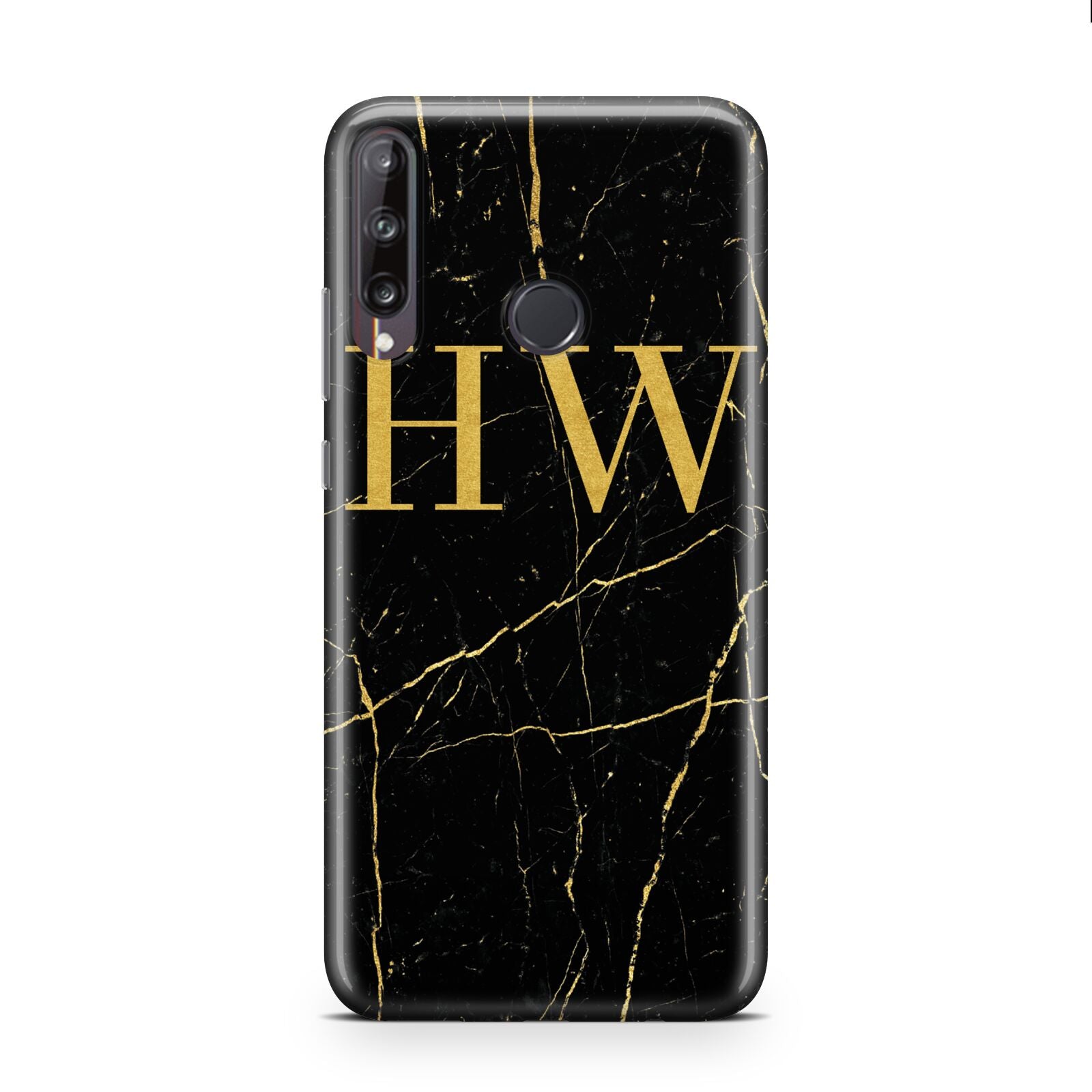 Gold Marble Monogram Personalised Huawei P40 Lite E Phone Case