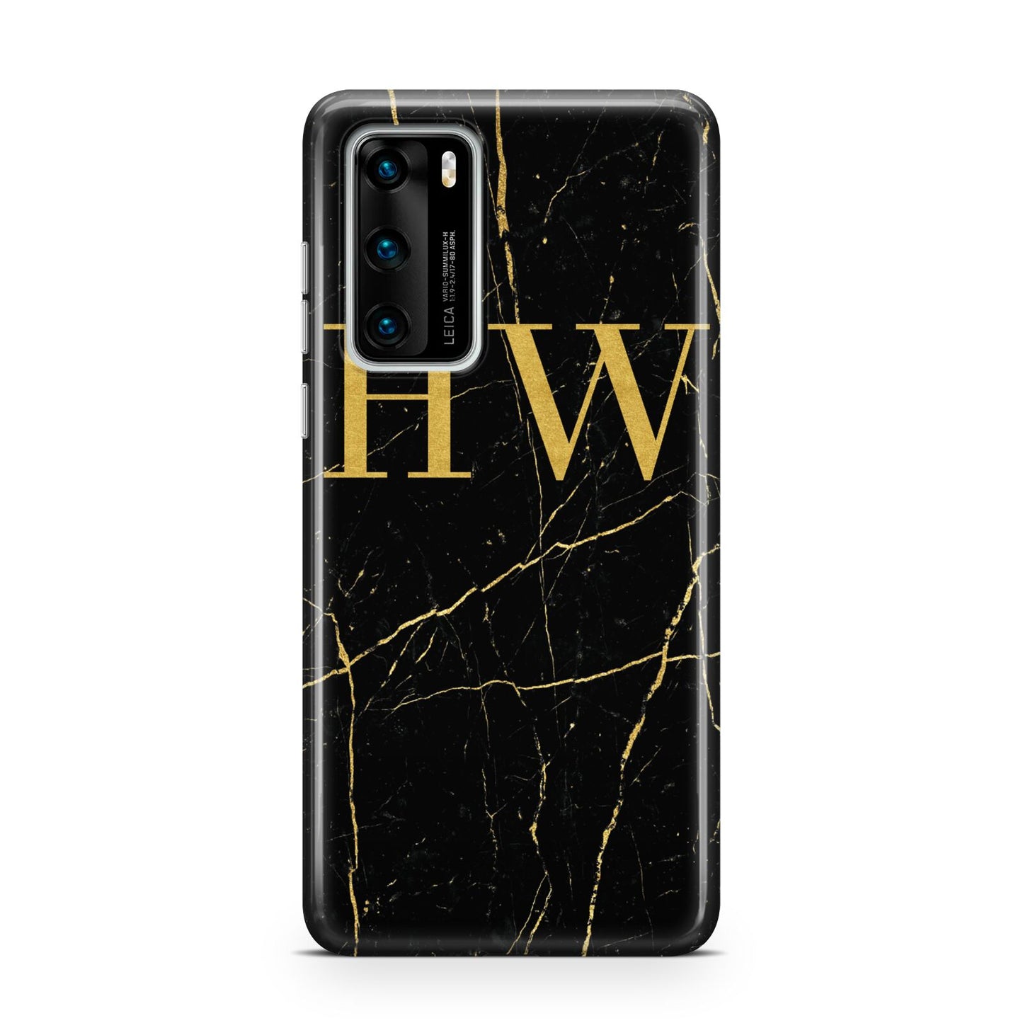 Gold Marble Monogram Personalised Huawei P40 Phone Case