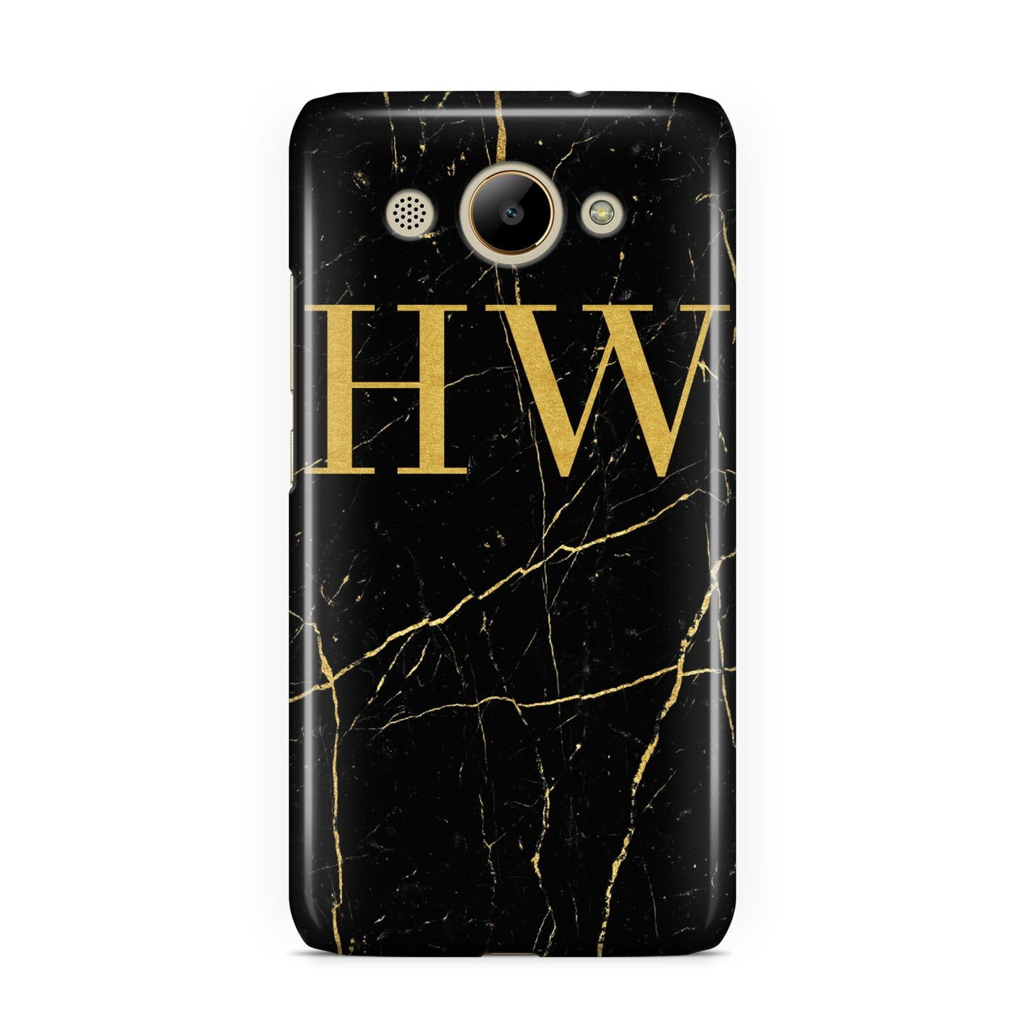 Gold Marble Monogram Personalised Huawei Y3 2017