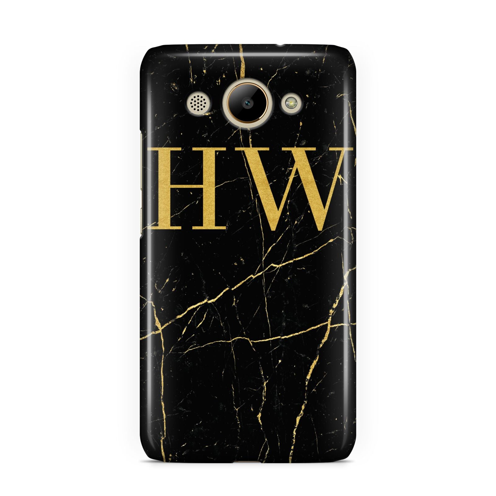 Gold Marble Monogram Personalised Huawei Y3 2017