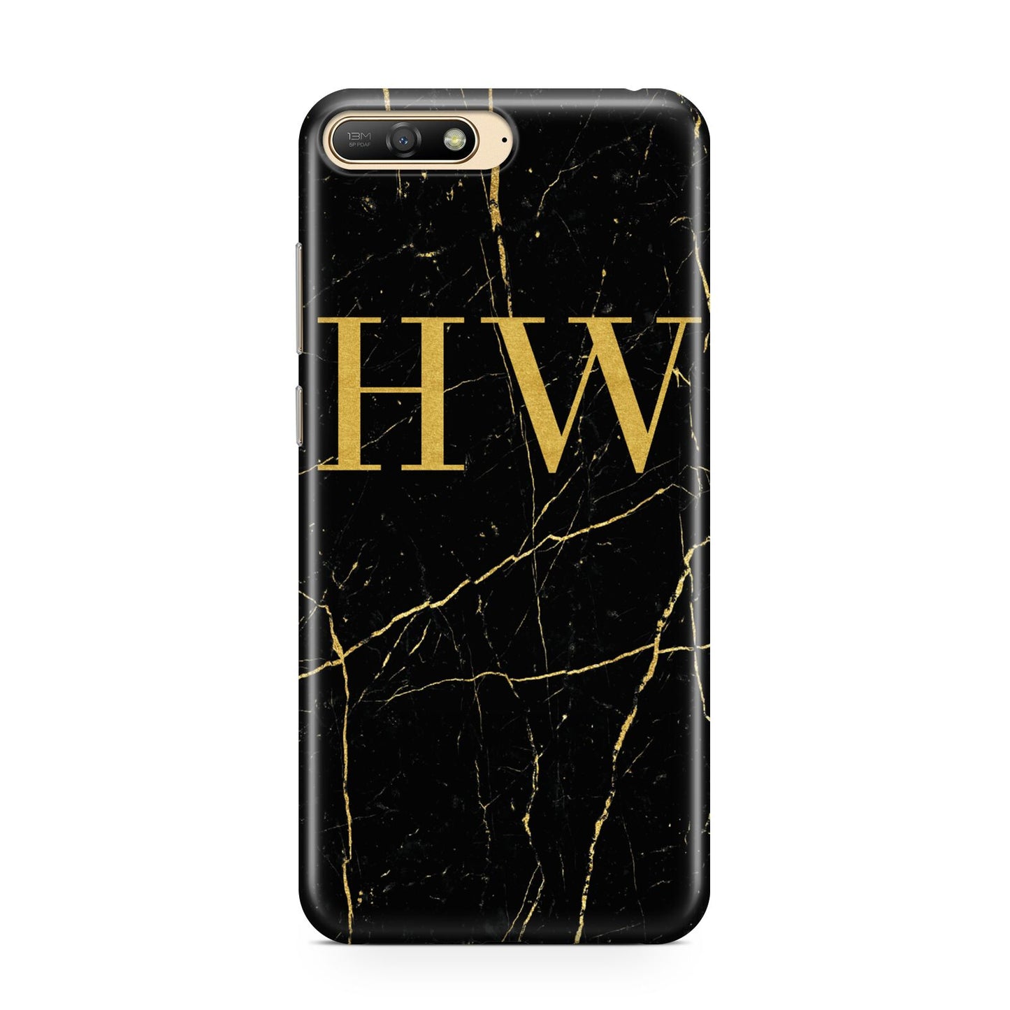 Gold Marble Monogram Personalised Huawei Y6 2018