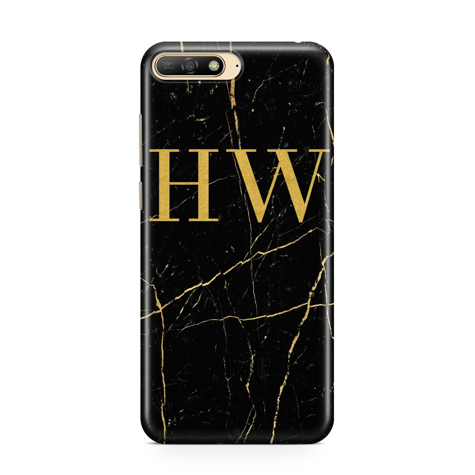 Gold Marble Monogram Personalised Huawei Y6 2018