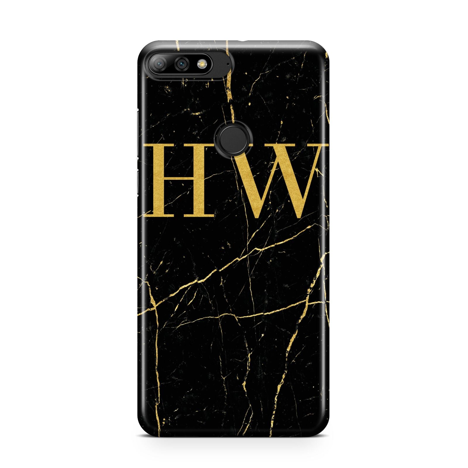 Gold Marble Monogram Personalised Huawei Y7 2018