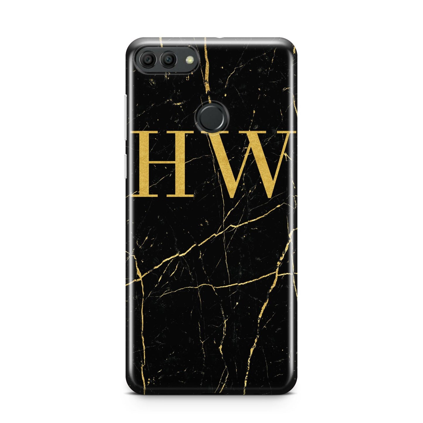 Gold Marble Monogram Personalised Huawei Y9 2018