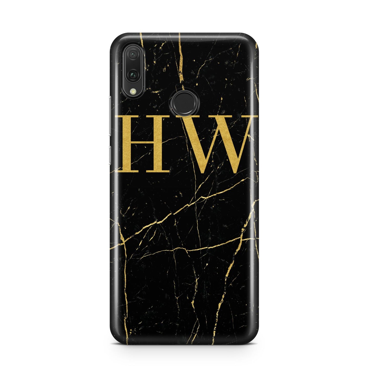 Gold Marble Monogram Personalised Huawei Y9 2019