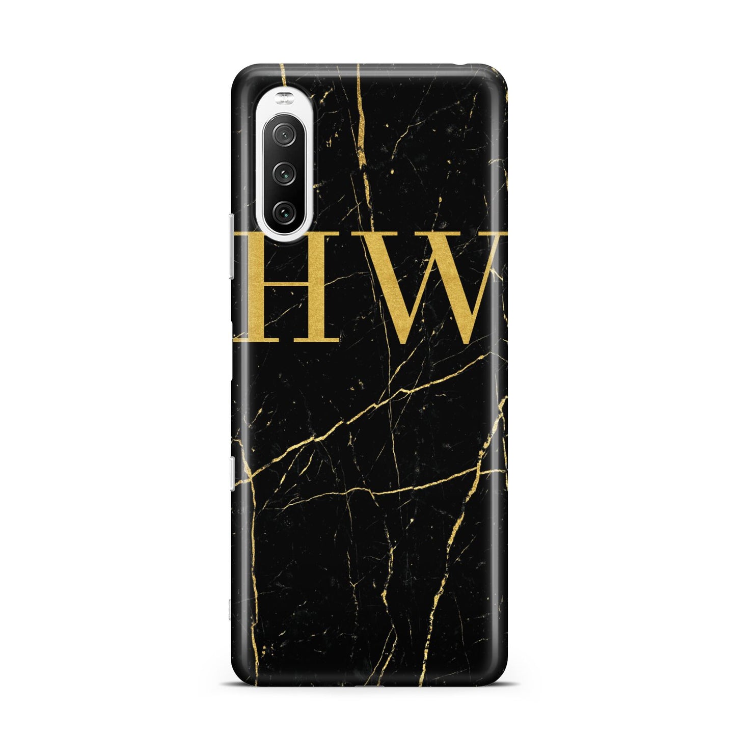 Gold Marble Monogram Personalised Sony Xperia 10 III Case