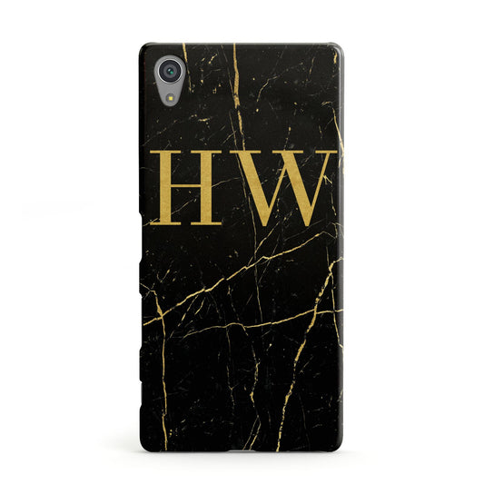 Gold Marble Monogram Personalised Sony Xperia Case