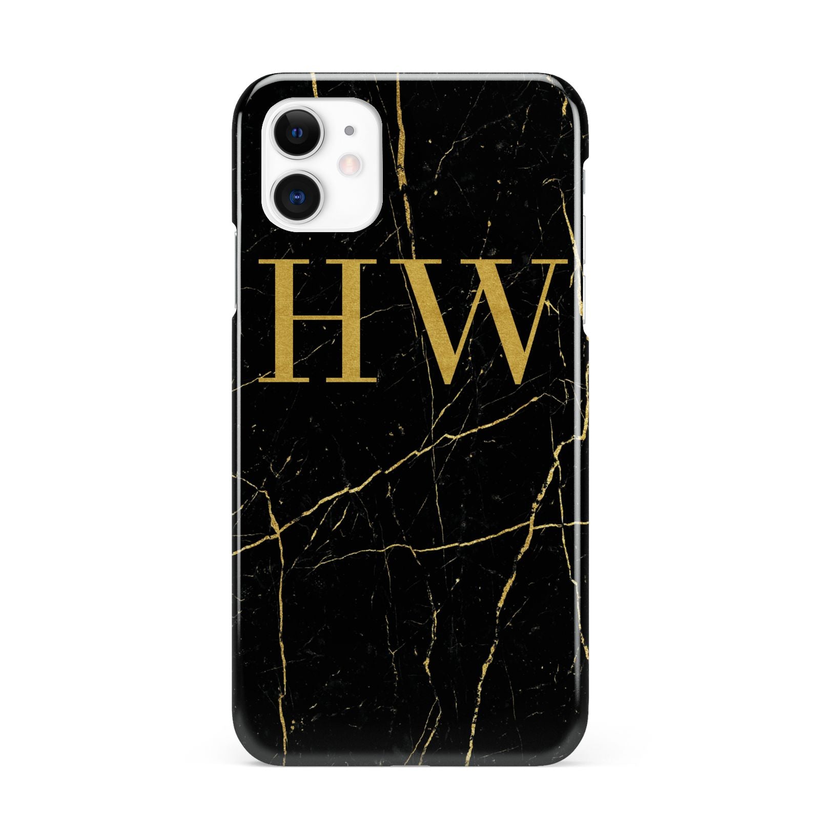 Gold Marble Monogram Personalised iPhone 11 3D Snap Case