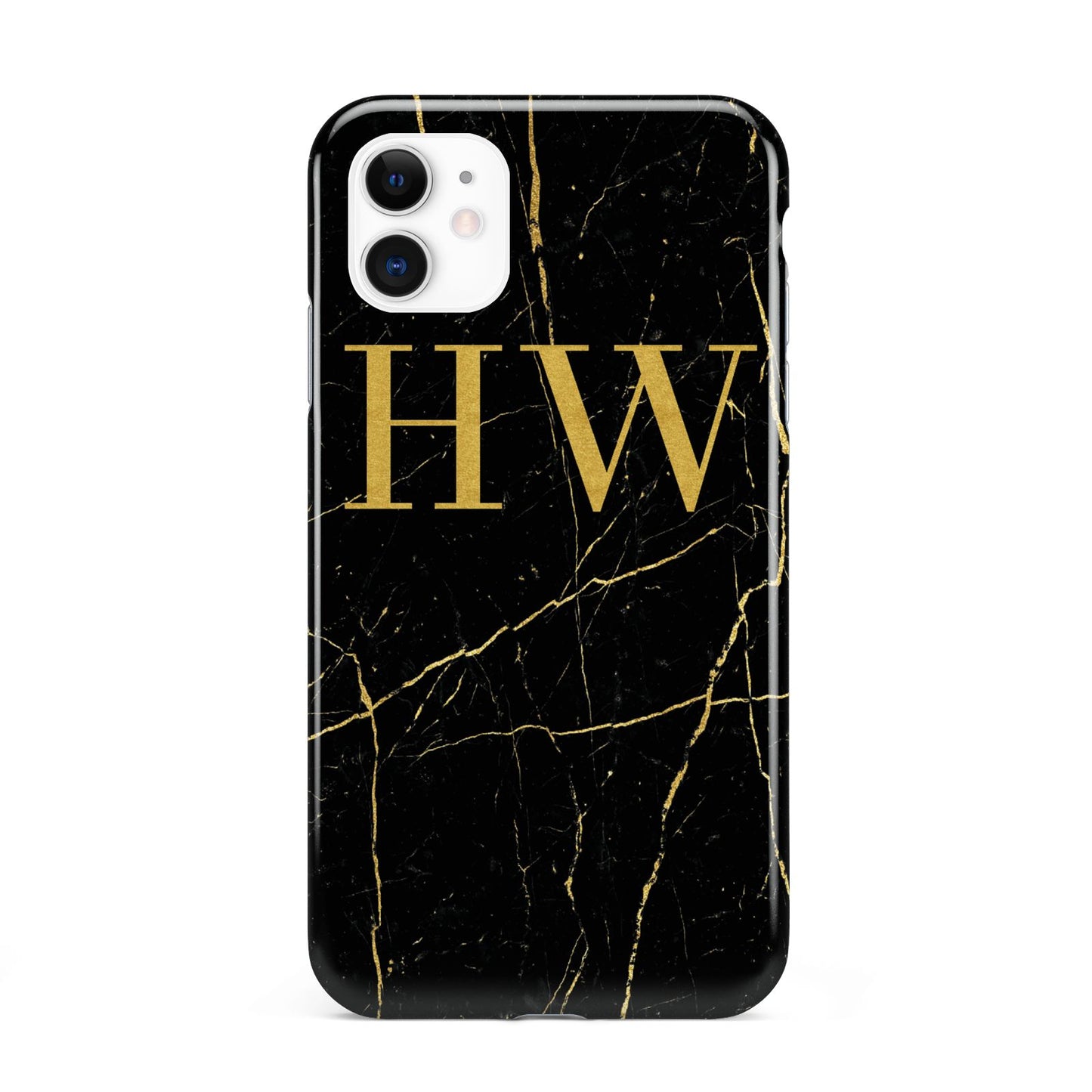 Gold Marble Monogram Personalised iPhone 11 3D Tough Case