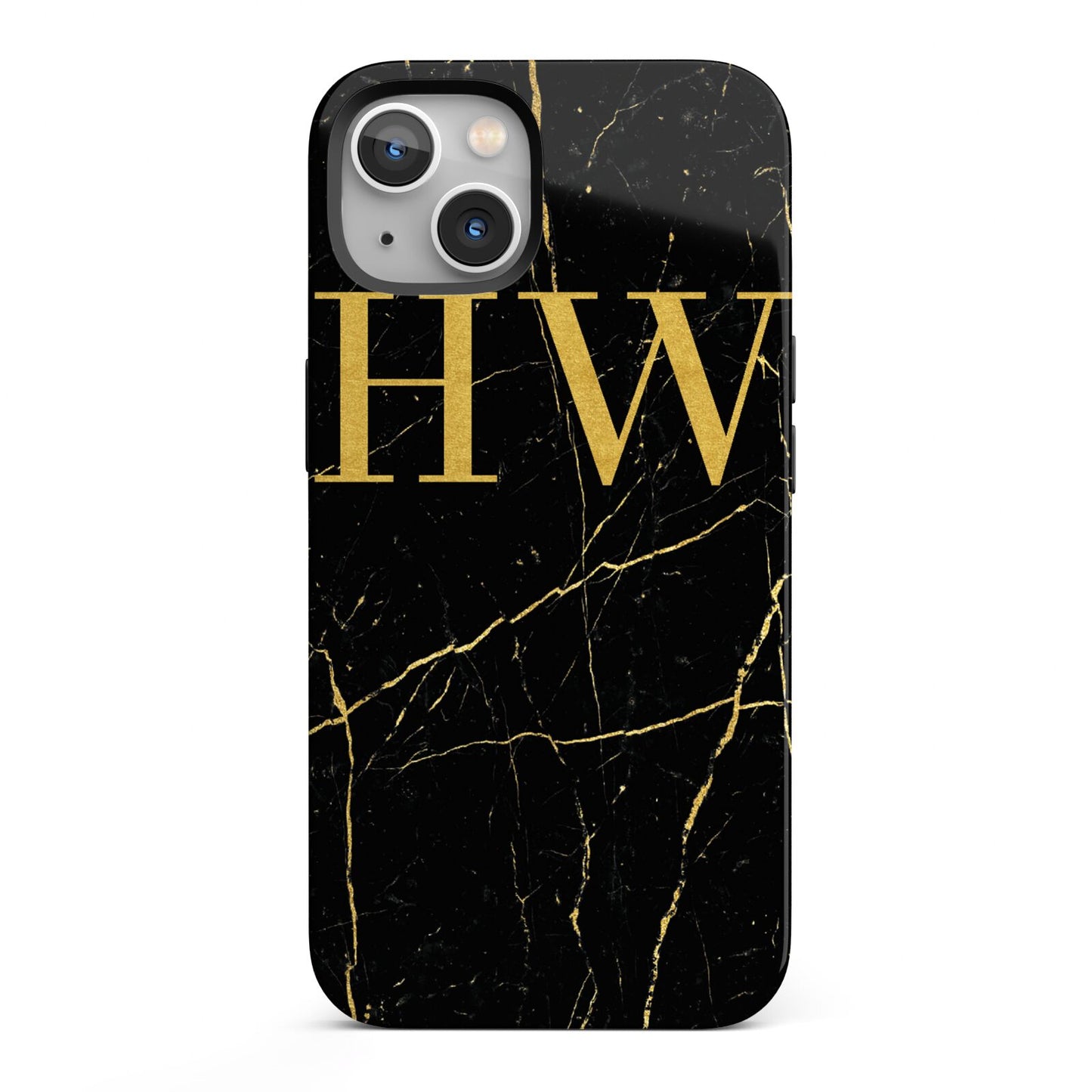 Gold Marble Monogram Personalised iPhone 13 Full Wrap 3D Tough Case