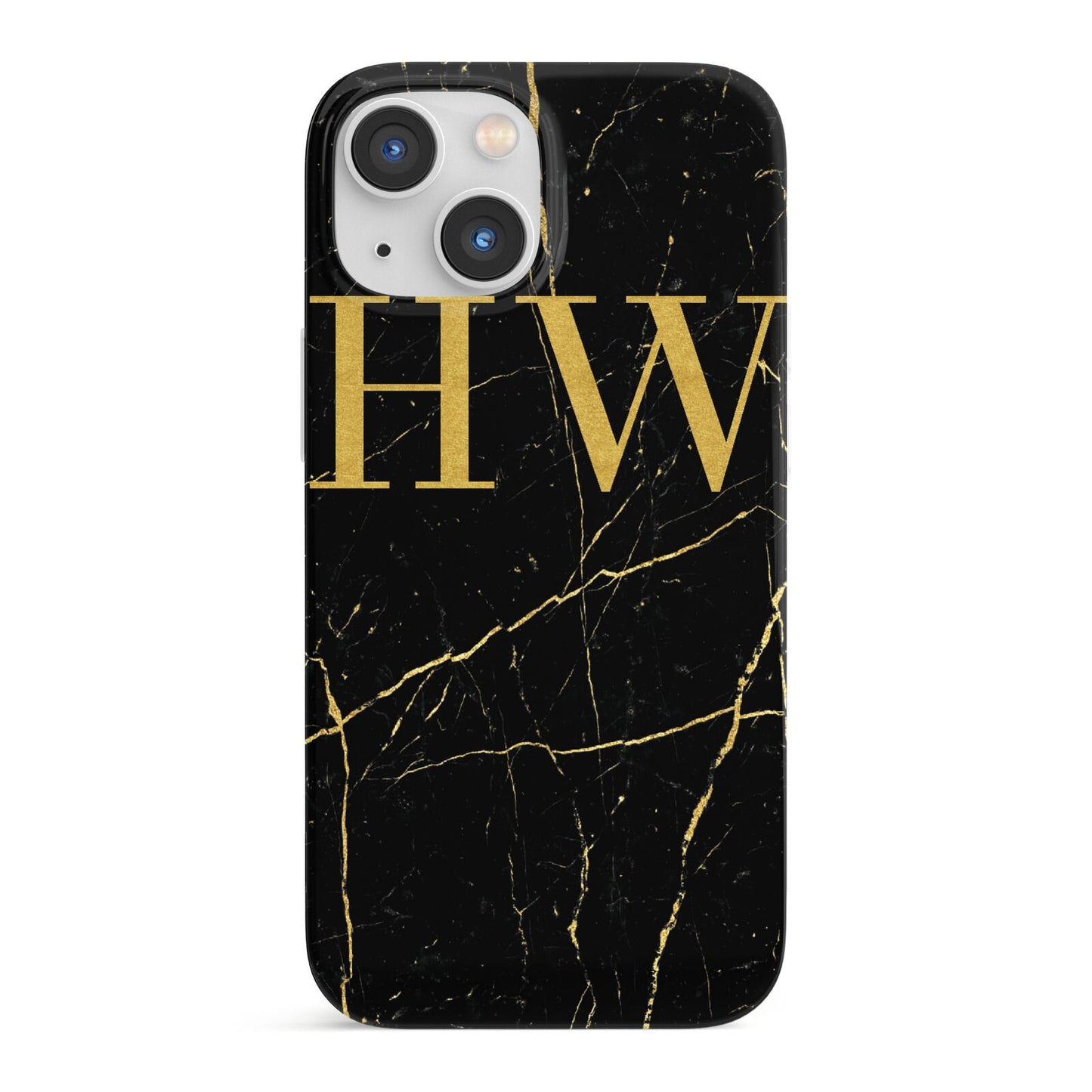 Gold Marble Monogram Personalised iPhone 13 Mini Full Wrap 3D Snap Case
