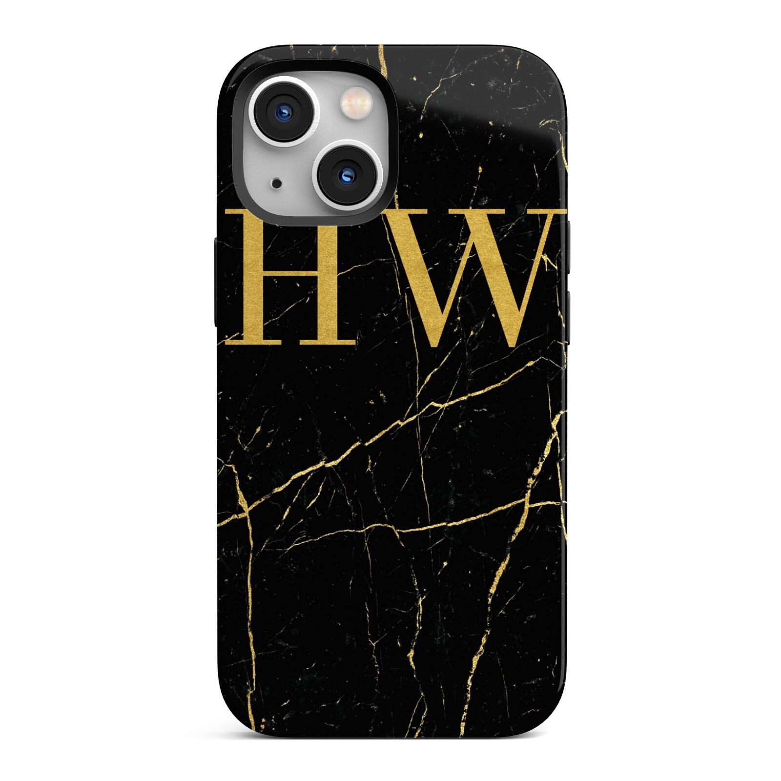 Gold Marble Monogram Personalised iPhone 13 Mini Full Wrap 3D Tough Case
