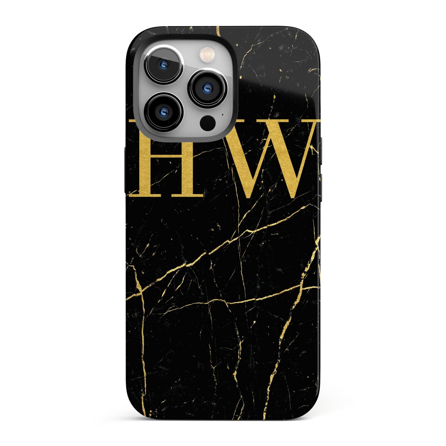 Gold Marble Monogram Personalised iPhone 13 Pro Full Wrap 3D Tough Case