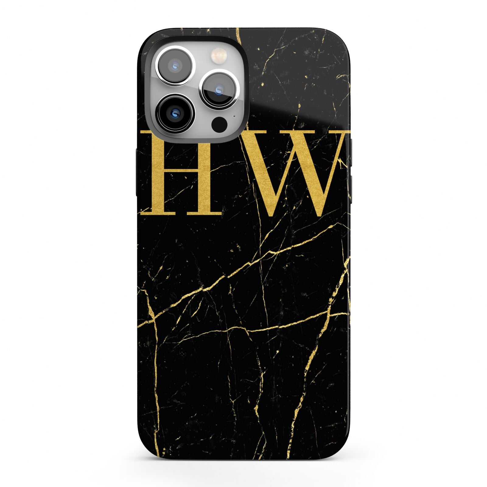 Gold Marble Monogram Personalised iPhone 13 Pro Max Full Wrap 3D Tough Case