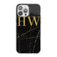 Gold Marble Monogram Personalised iPhone 13 Pro Max TPU Impact Case with White Edges
