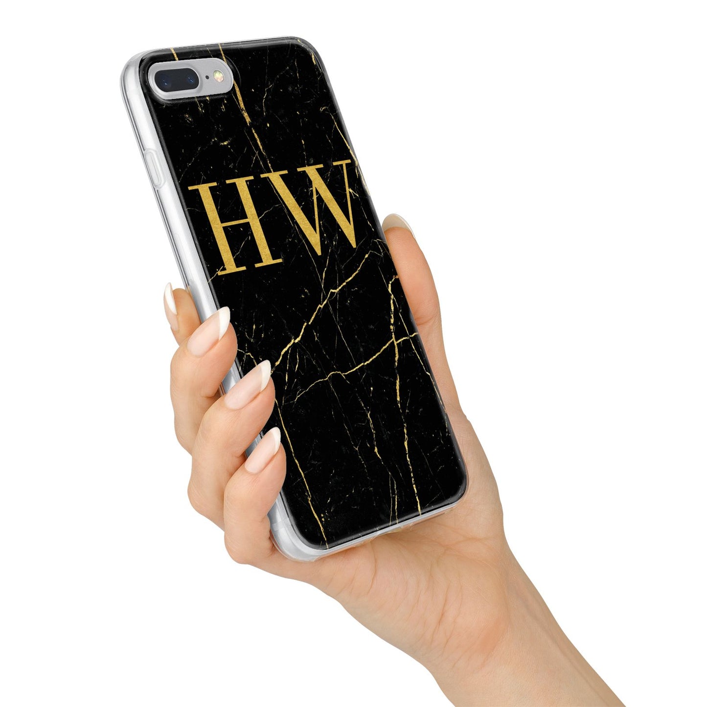 Gold Marble Monogram Personalised iPhone 7 Plus Bumper Case on Silver iPhone Alternative Image