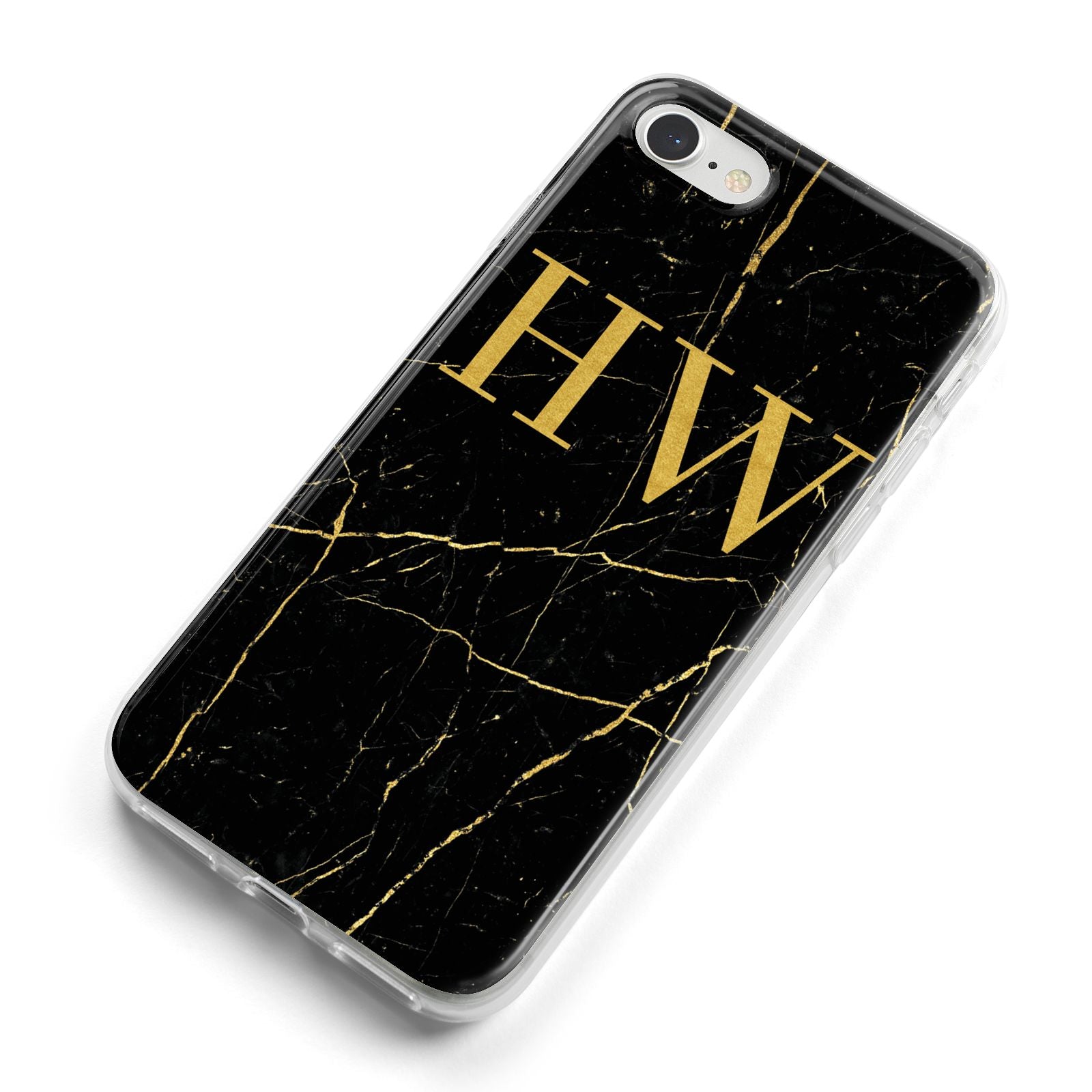 Gold Marble Monogram Personalised iPhone 8 Bumper Case on Silver iPhone Alternative Image
