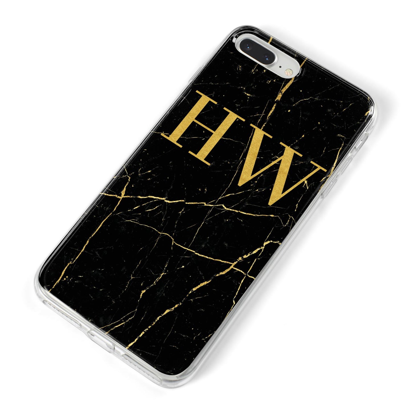 Gold Marble Monogram Personalised iPhone 8 Plus Bumper Case on Silver iPhone Alternative Image