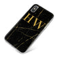 Gold Marble Monogram Personalised iPhone X Bumper Case on Silver iPhone