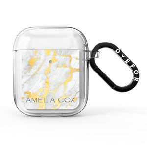 Gold Marble Name Personalised AirPods Case