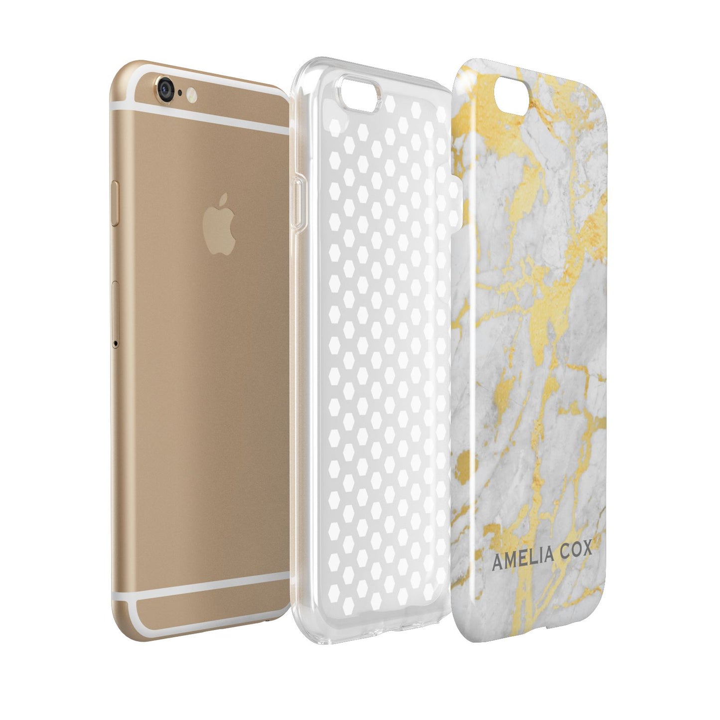 Gold Marble Name Personalised Apple iPhone 6 3D Tough Case Expanded view