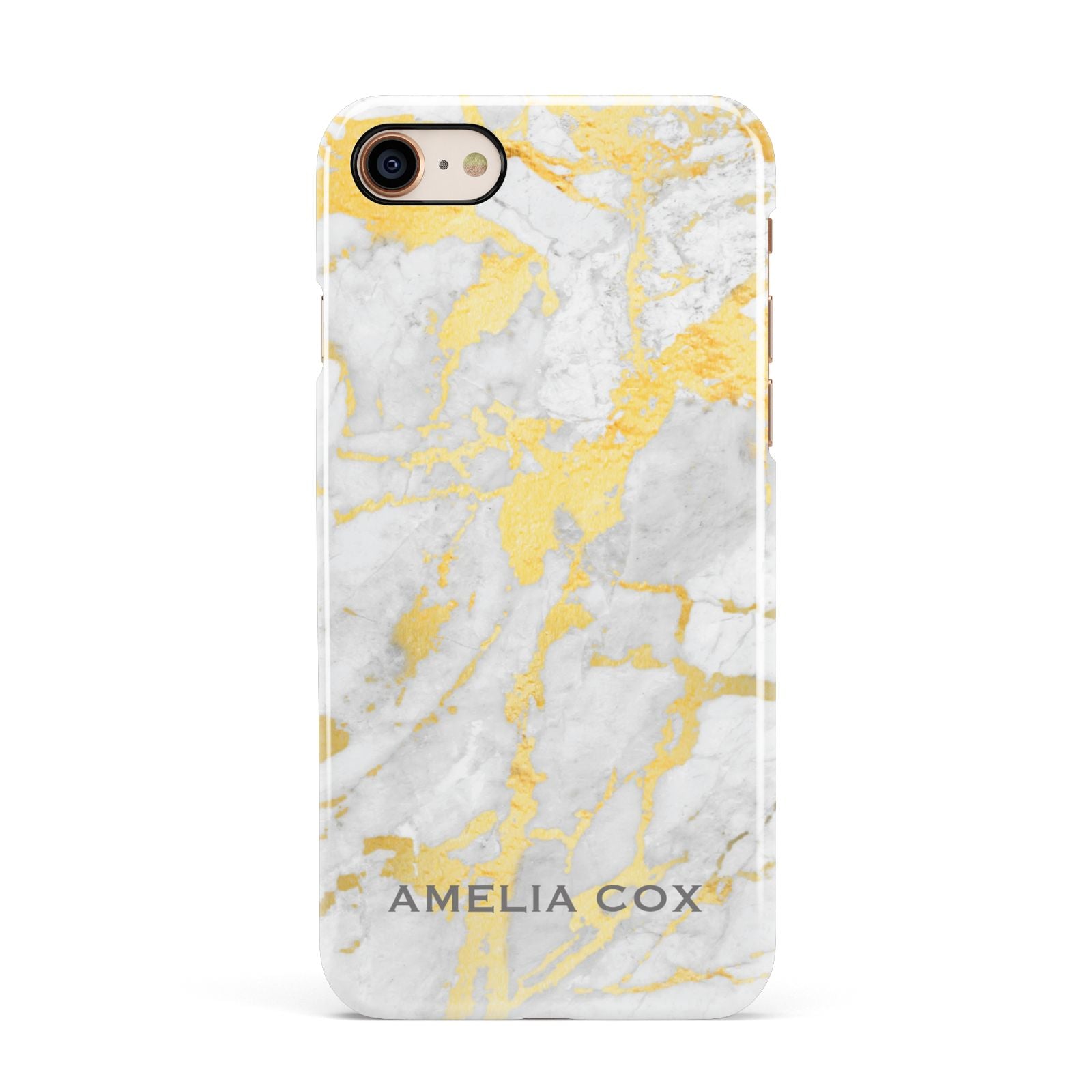 Gold Marble Name Personalised Apple iPhone 7 8 3D Snap Case