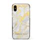 Gold Marble Name Personalised Apple iPhone Xs Impact Case Black Edge on Gold Phone