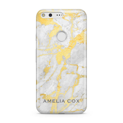 Gold Marble Name Personalised Google Pixel Case