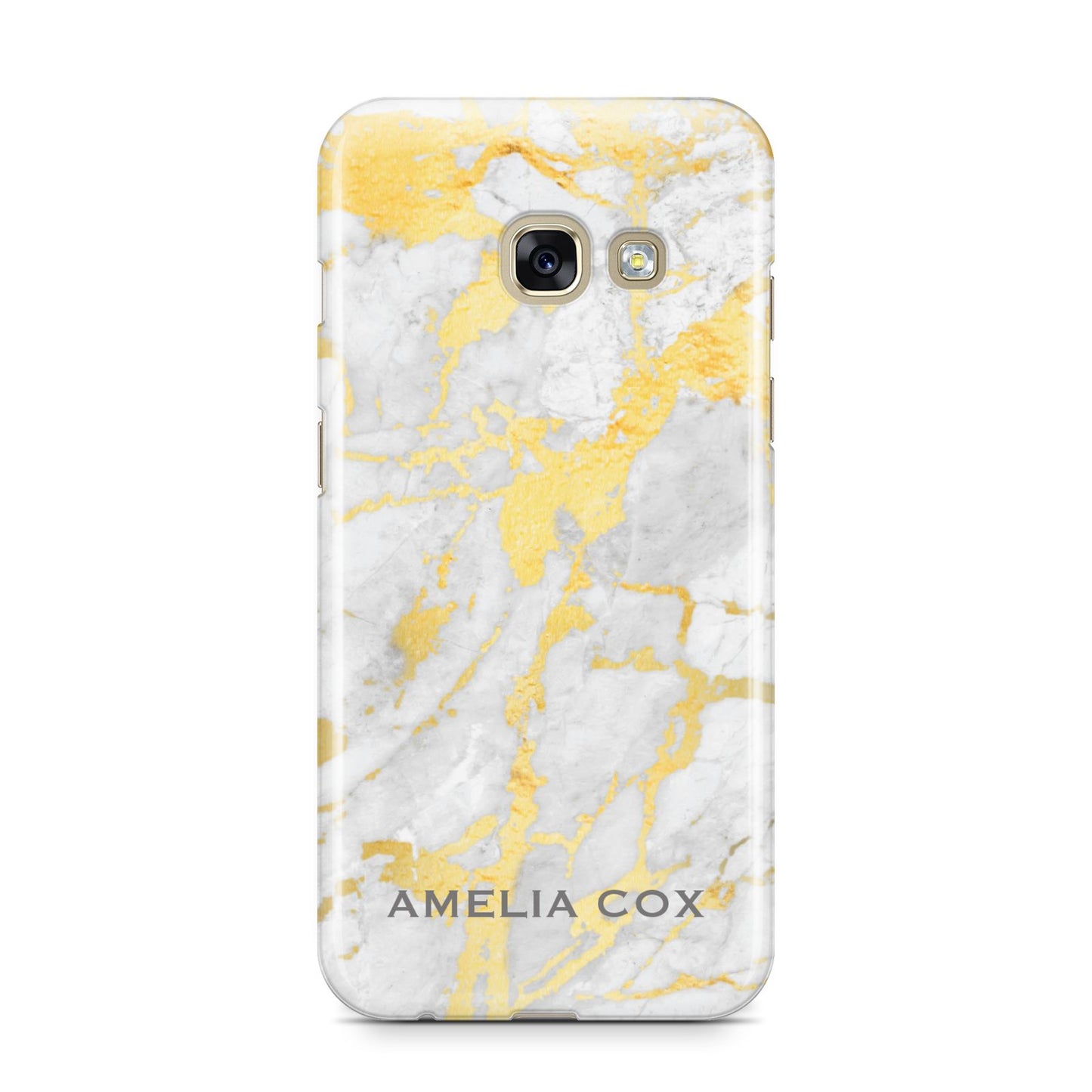 Gold Marble Name Personalised Samsung Galaxy A3 2017 Case on gold phone