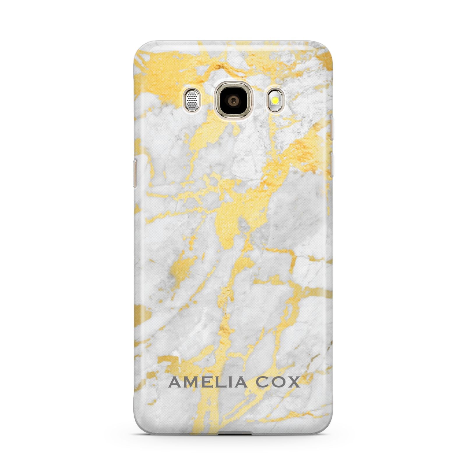 Gold Marble Name Personalised Samsung Galaxy J7 2016 Case on gold phone