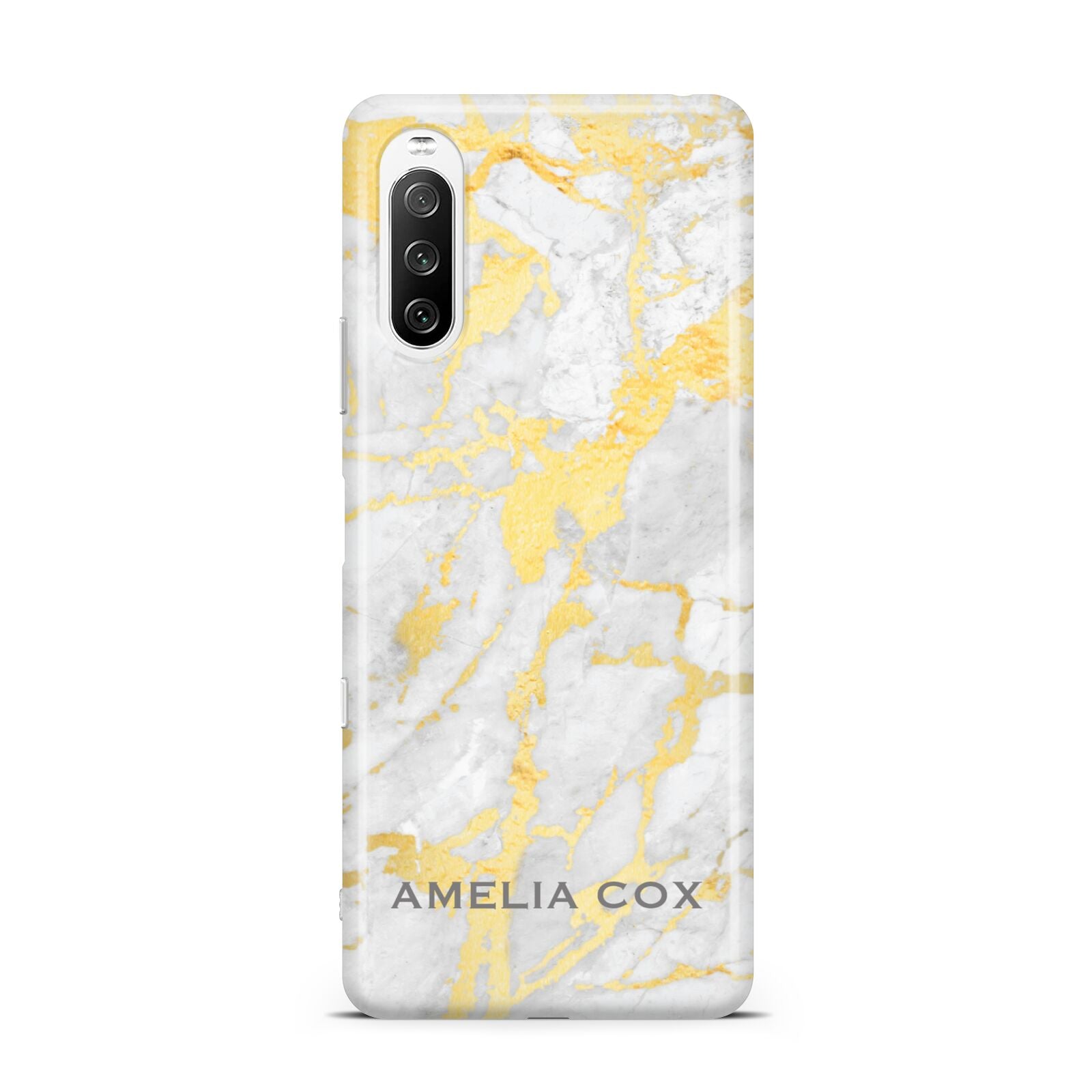 Gold Marble Name Personalised Sony Xperia 10 III Case