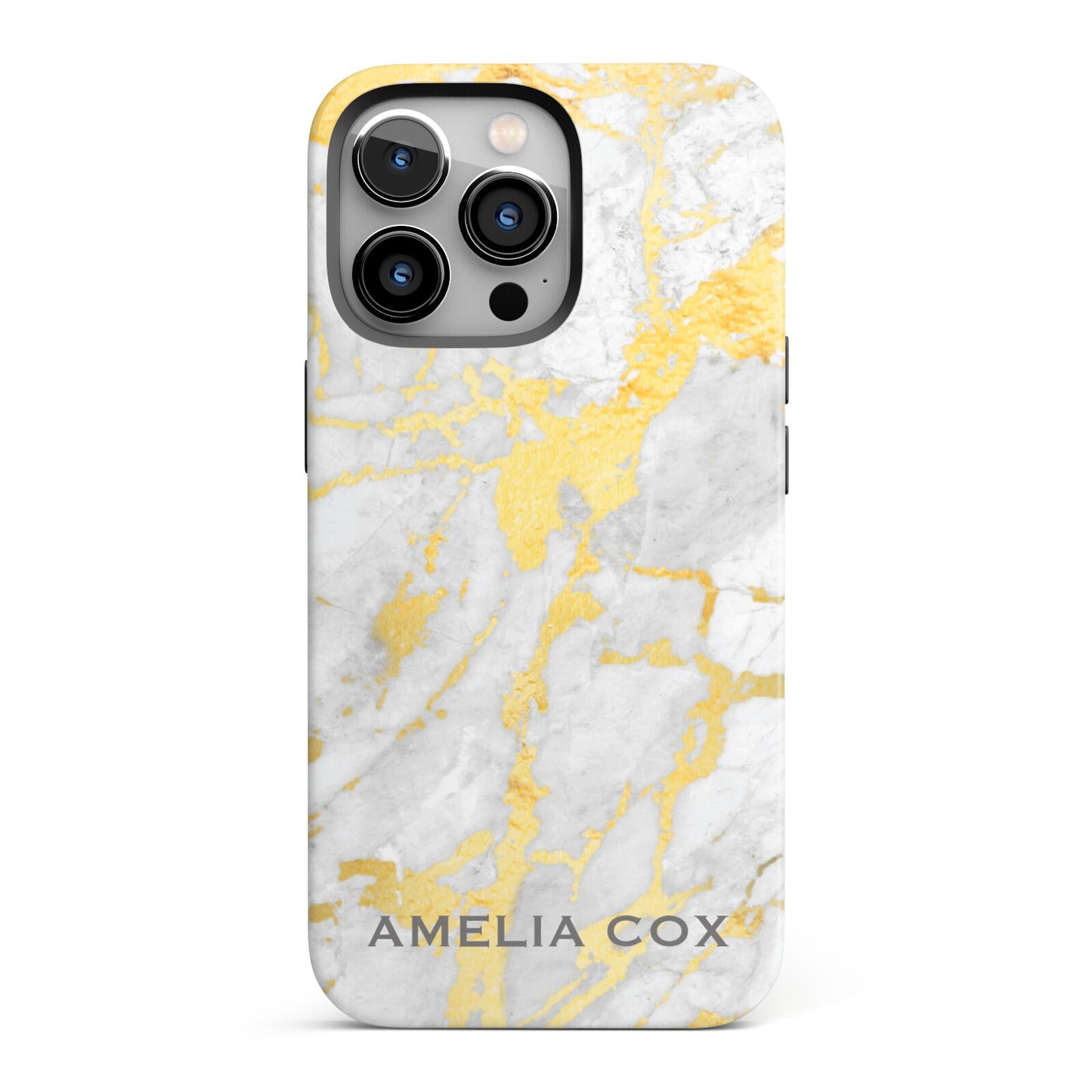 Gold Marble Name Personalised iPhone 13 Pro Full Wrap 3D Tough Case