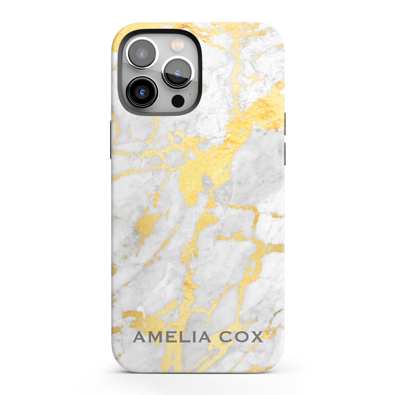 Gold Marble Name Personalised iPhone 13 Pro Max Full Wrap 3D Tough Case