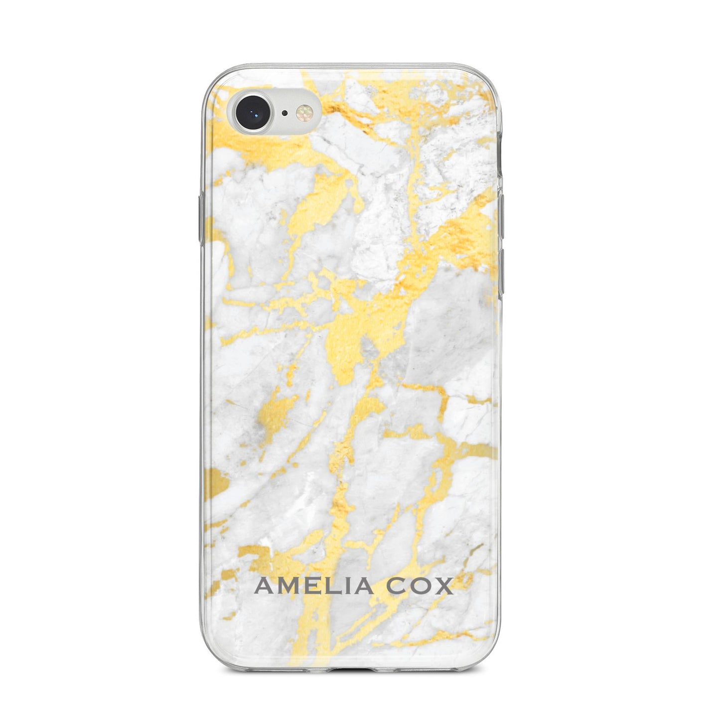Gold Marble Name Personalised iPhone 8 Bumper Case on Silver iPhone