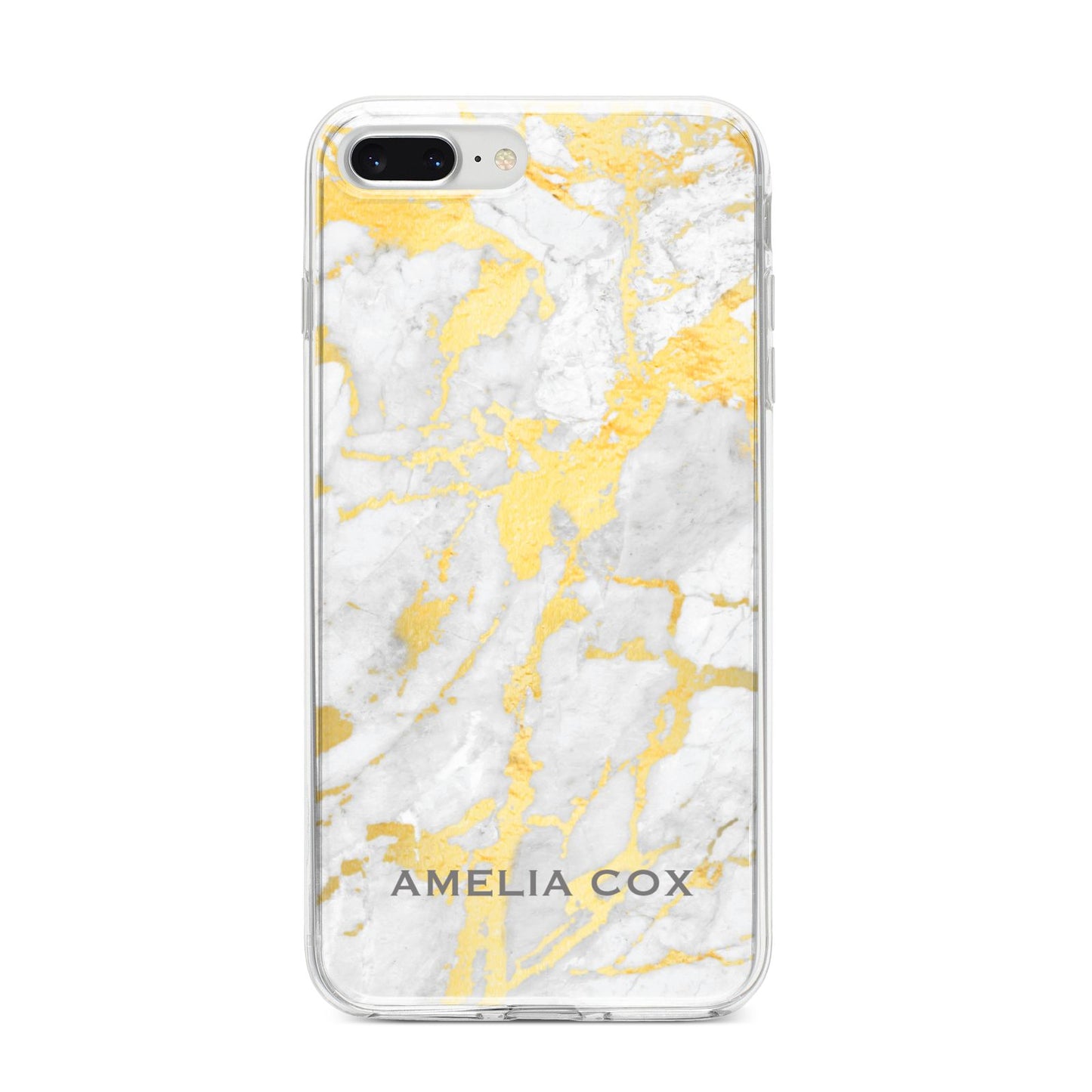 Gold Marble Name Personalised iPhone 8 Plus Bumper Case on Silver iPhone