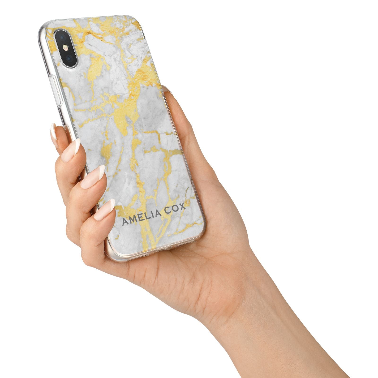 Gold Marble Name Personalised iPhone X Bumper Case on Silver iPhone Alternative Image 2