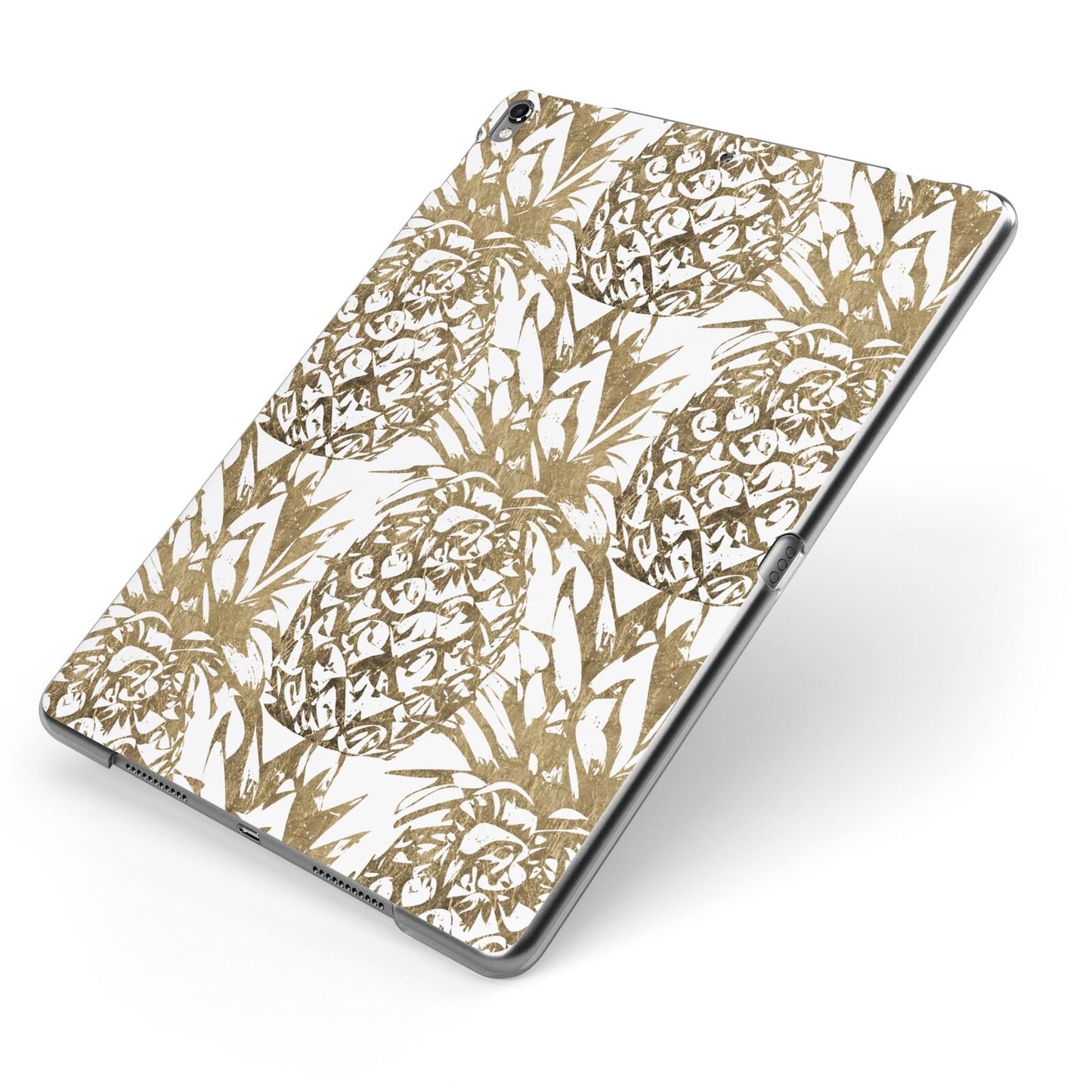 Gold Pineapple Fruit Apple iPad Case on Grey iPad Side View