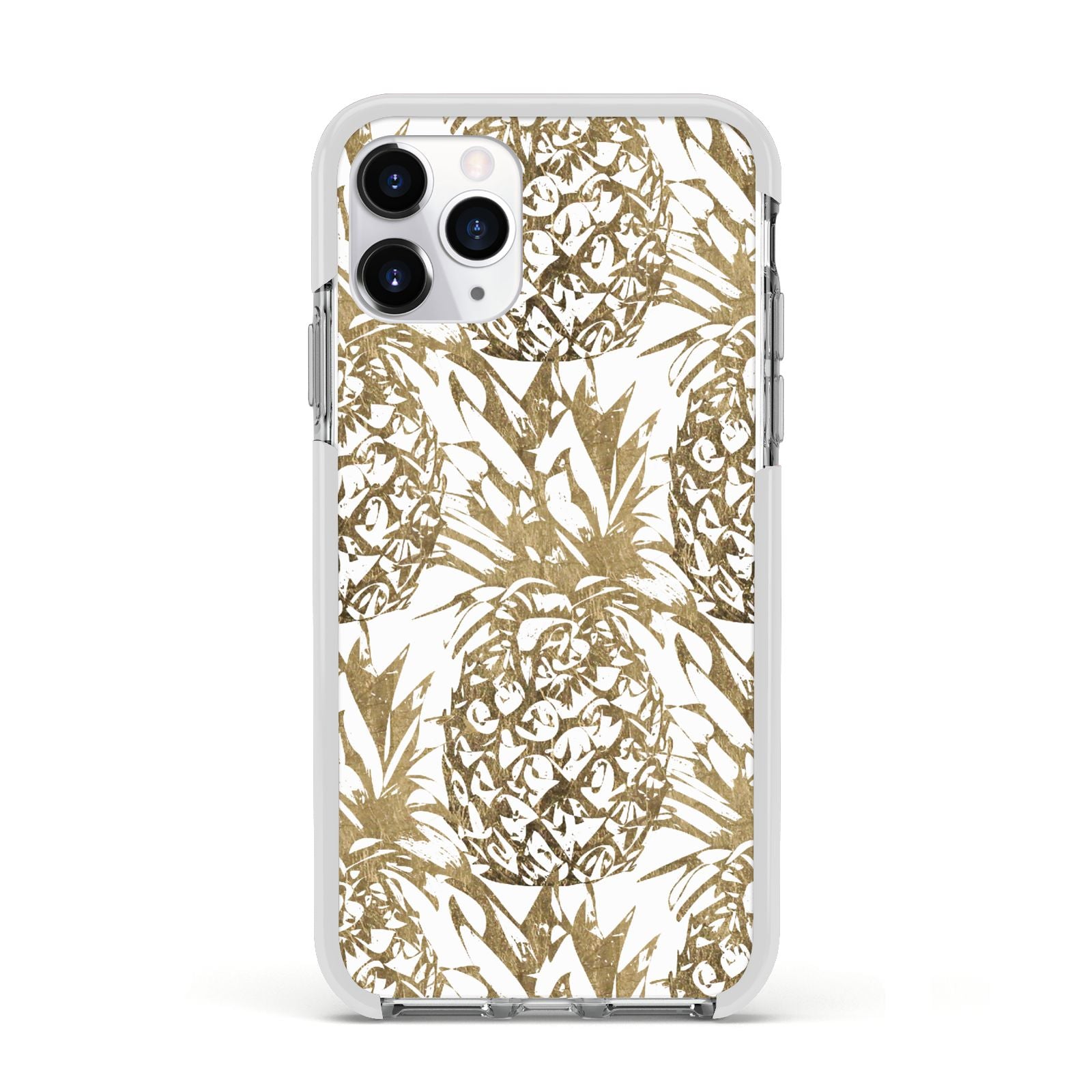 Gold Pineapple Fruit Apple iPhone 11 Pro in Silver with White Impact Case
