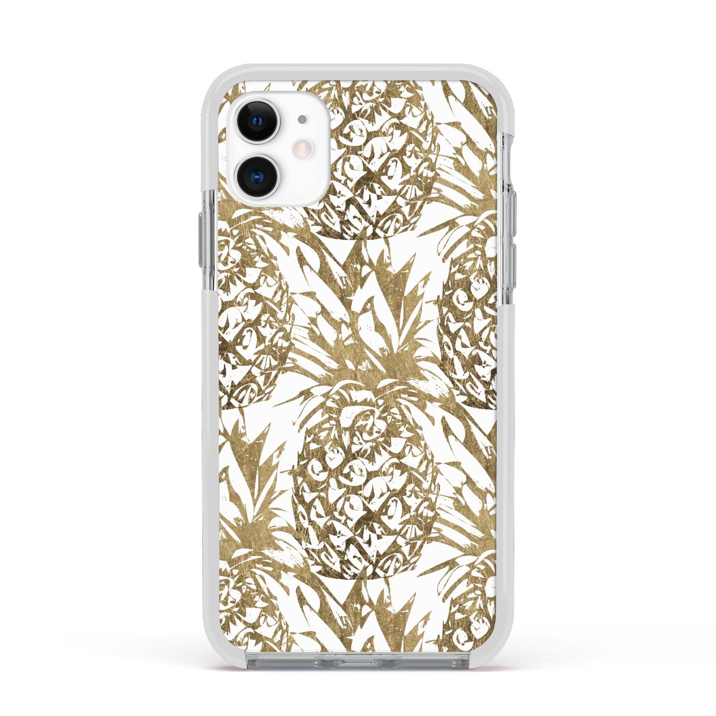 Gold Pineapple Fruit Apple iPhone 11 in White with White Impact Case