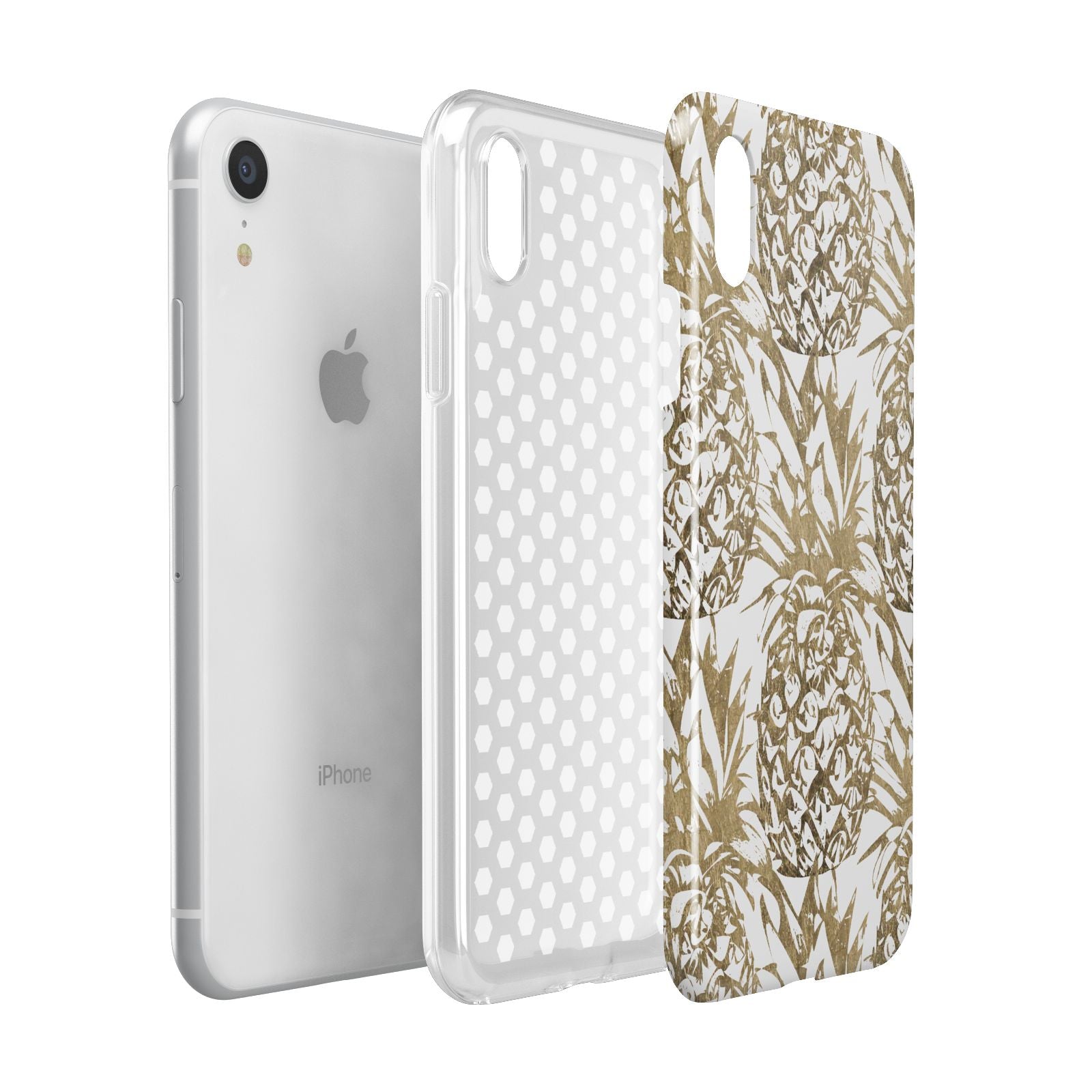 Gold Pineapple Fruit Apple iPhone XR White 3D Tough Case Expanded view