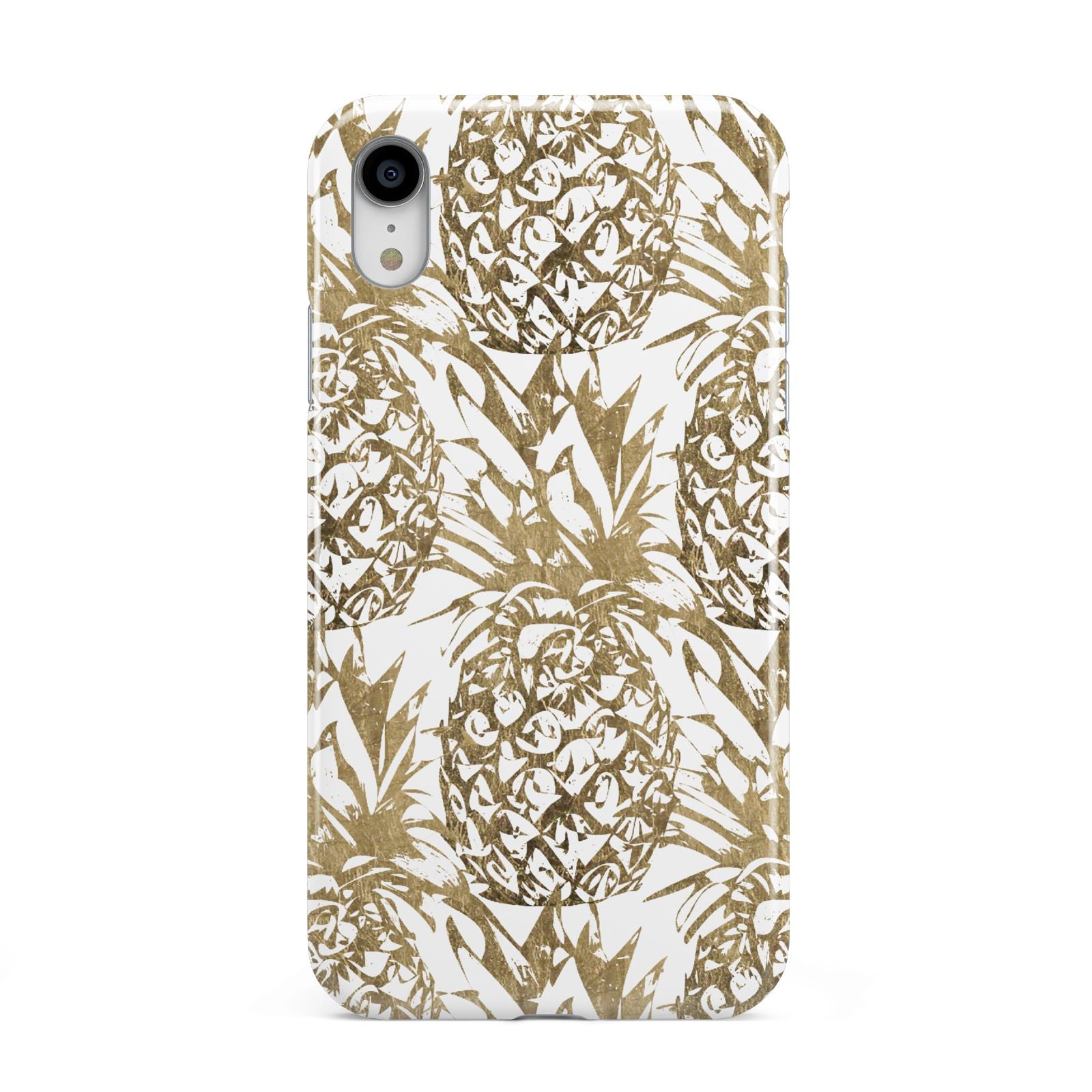 Gold Pineapple Fruit Apple iPhone XR White 3D Tough Case