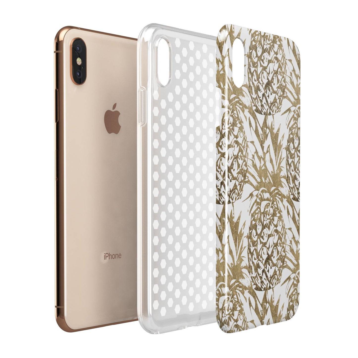Gold Pineapple Fruit Apple iPhone Xs Max 3D Tough Case Expanded View