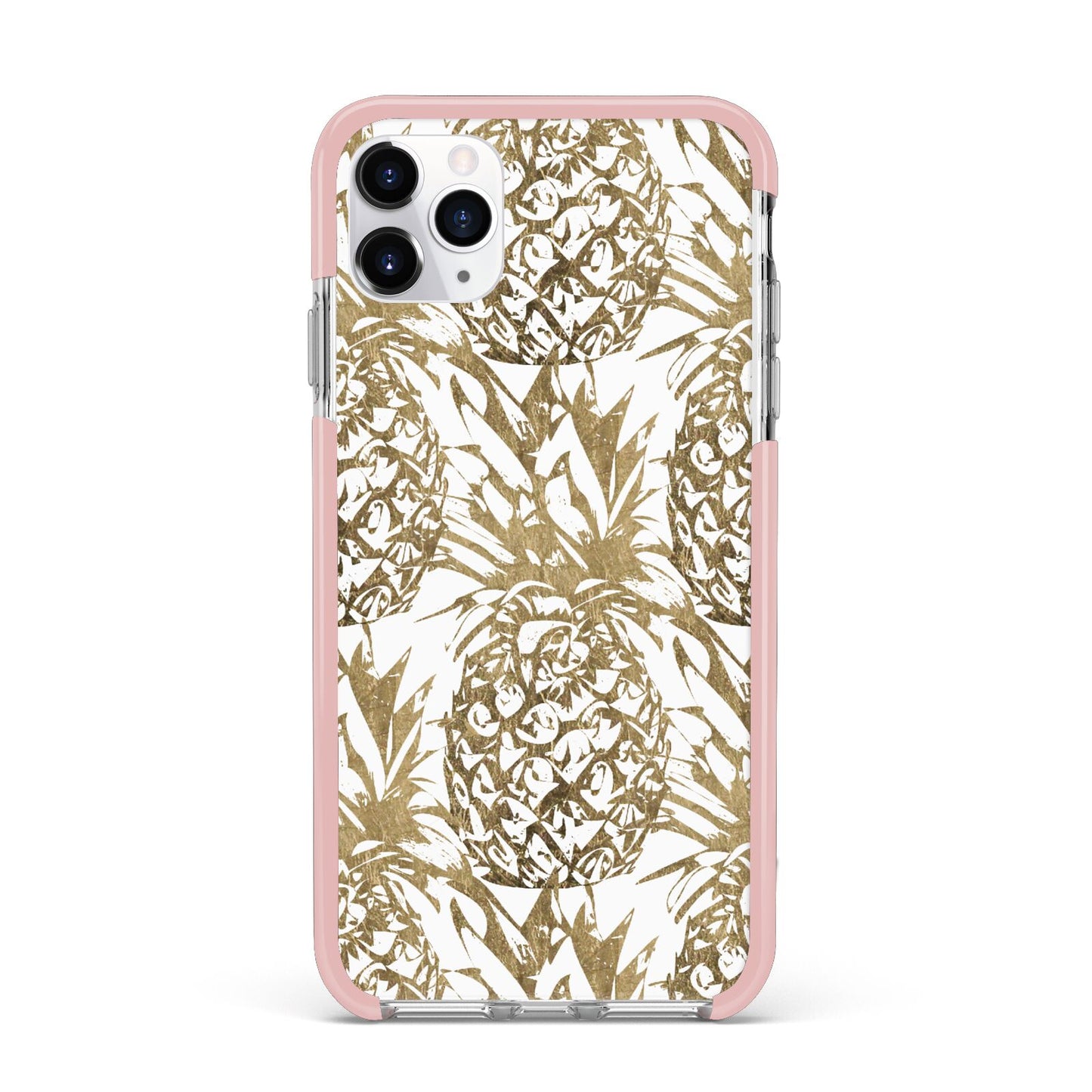 Gold Pineapple Fruit iPhone 11 Pro Max Impact Pink Edge Case