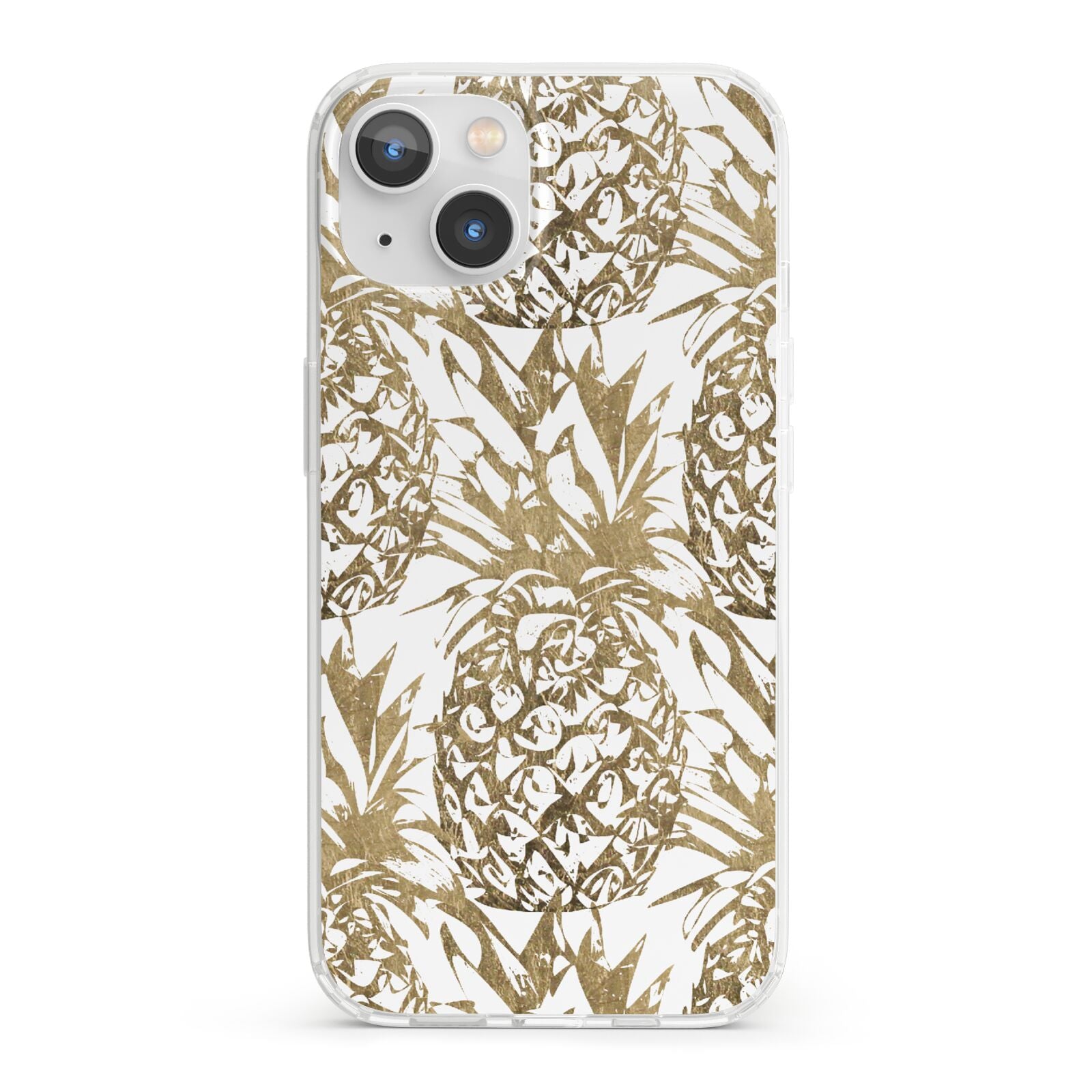 Gold Pineapple Fruit iPhone 13 Clear Bumper Case